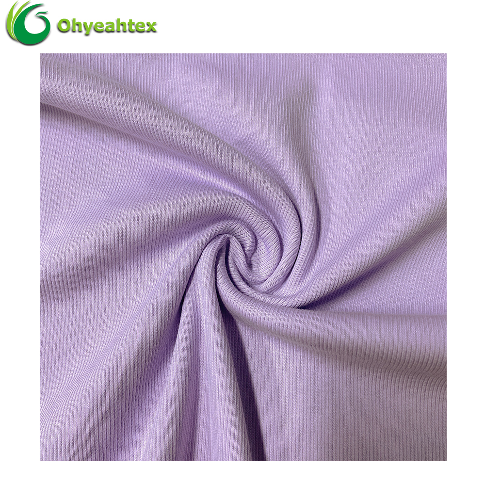 透气吸湿可定制颜色100% 纯有机棉氨纶2X2螺纹面料